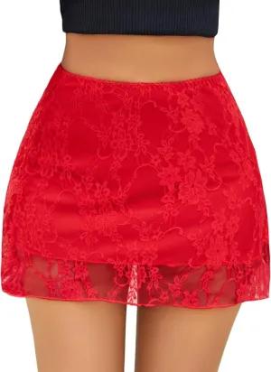 Avidlove Mini Skirt Lace Skirt for Women Sexy Half Slips Short Going Out Skirt Y2K Summer Skirts