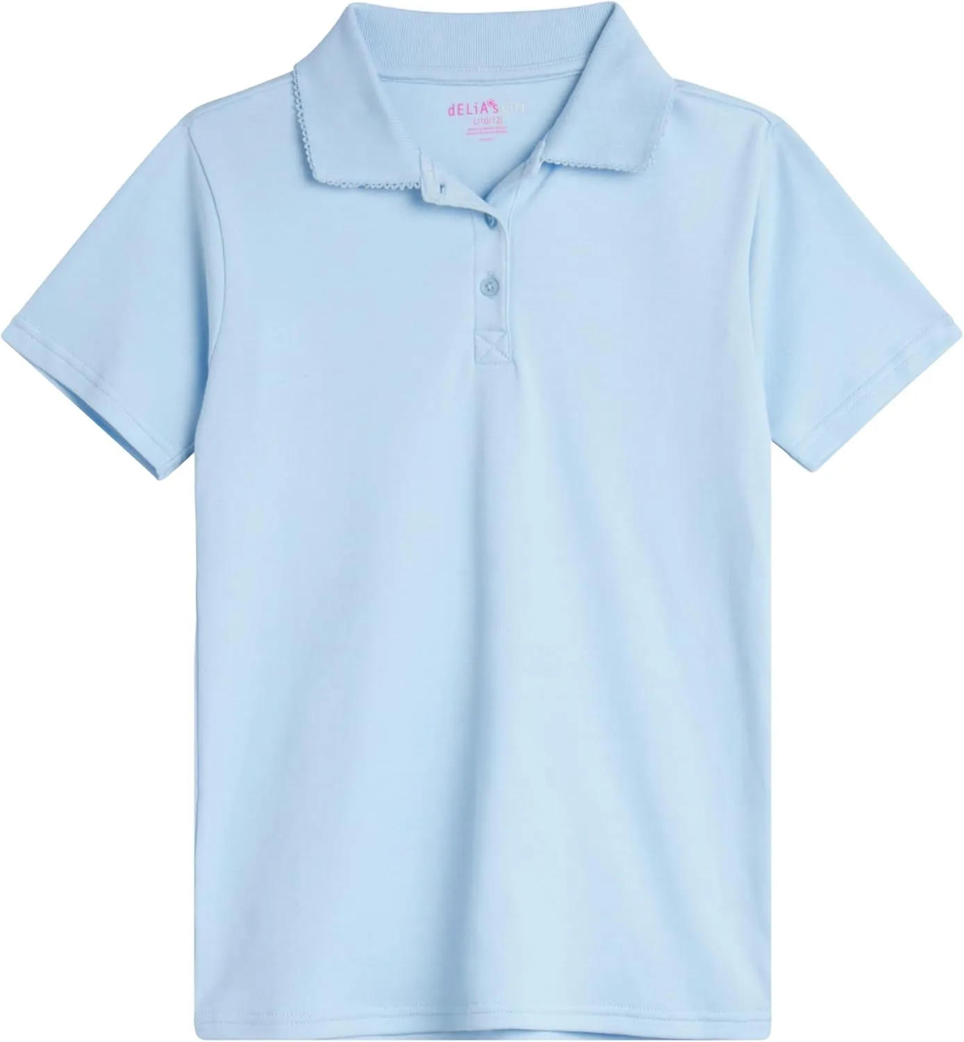 Girls' School Uniform Polo Shirt - 3 Pack Short Sleeve Picot Collar Polo - Interlock Soft Polo for Girls (4-16)