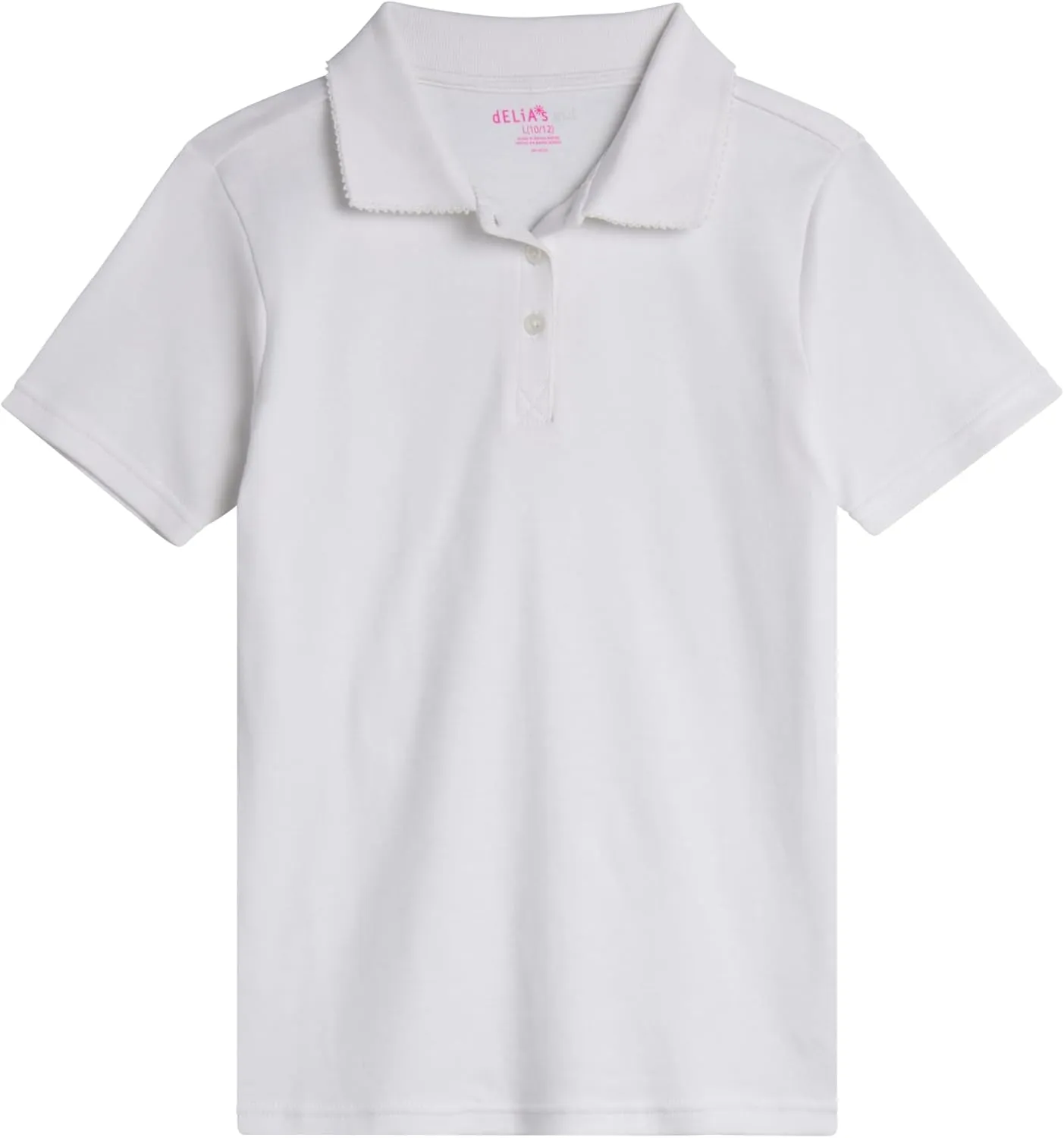 Girls' School Uniform Polo Shirt - 3 Pack Short Sleeve Picot Collar Polo - Interlock Soft Polo for Girls (4-16)