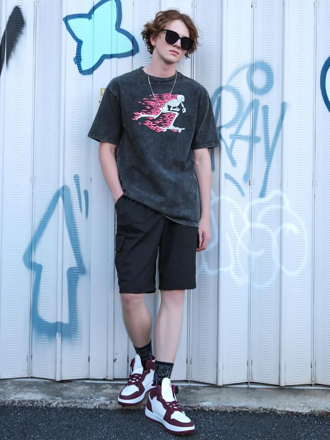 Men's Graphic Oversize Shirt Unisex Streetwear Casual Tunic Tops Loose Harajuku Aesthetic Tee Shirt
