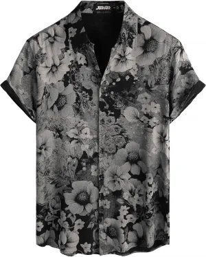 Mens Hawaiian Shirt Short Sleeve Button Down Tropical Shirts Casual Floral Summer Beach Shirt