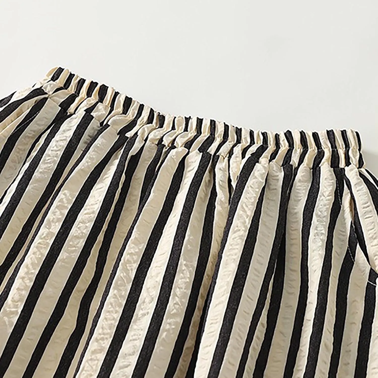 Oplxuo Women's Striped Cotton Linen Skirts Elastic Waist Long Flowy Bohemian Casual Summer A Line Maxi Skirt with Pockets