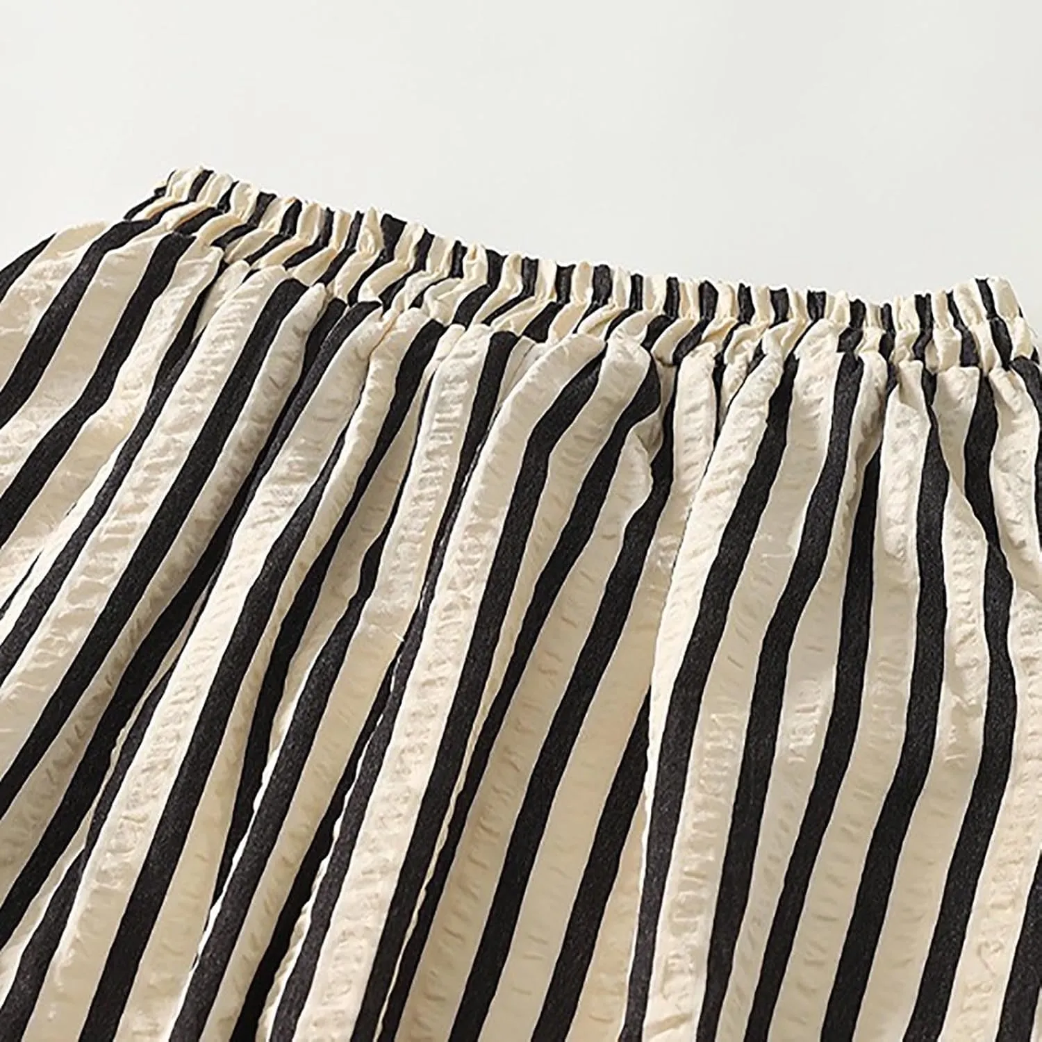 Oplxuo Women's Striped Cotton Linen Skirts Elastic Waist Long Flowy Bohemian Casual Summer A Line Maxi Skirt with Pockets