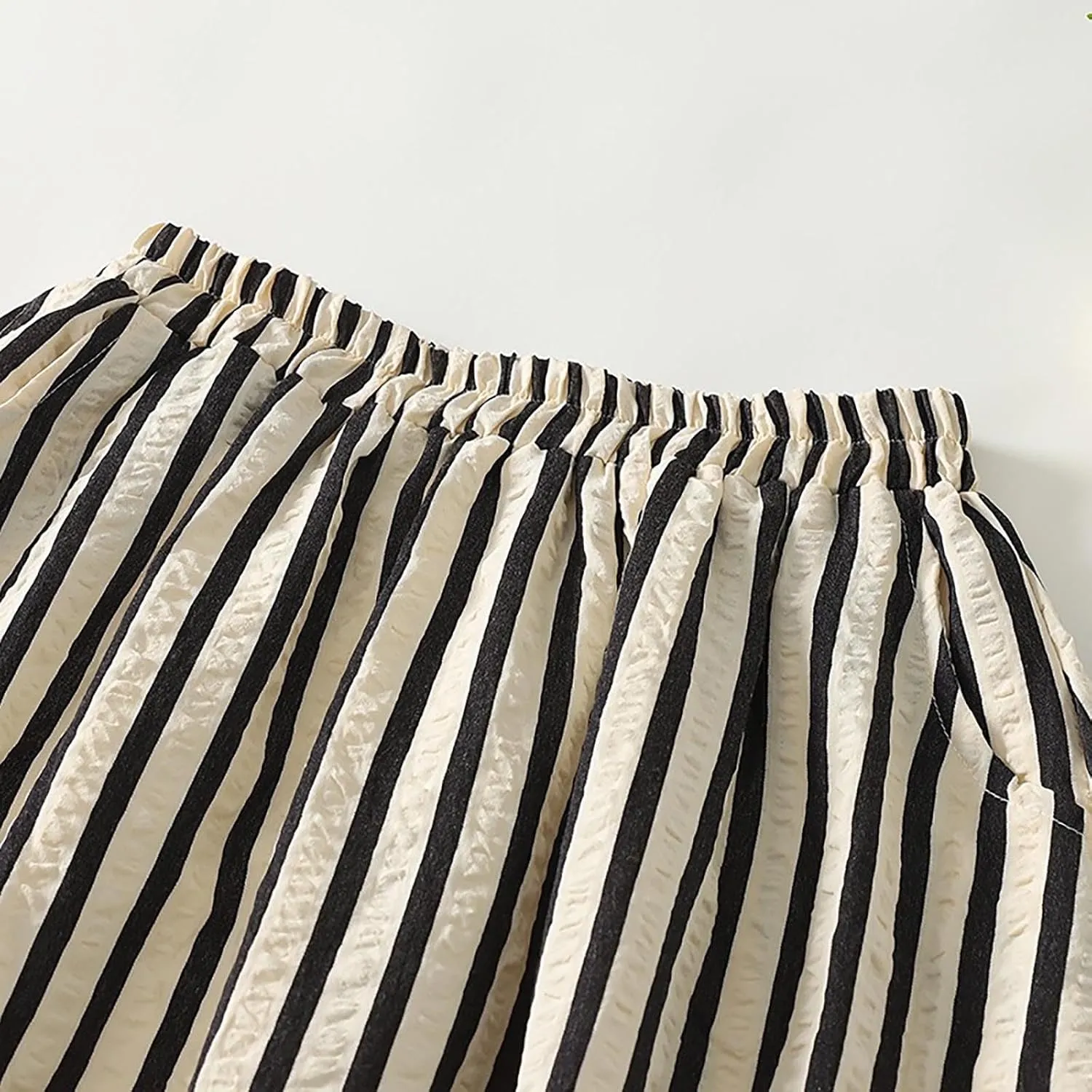 Oplxuo Women's Striped Cotton Linen Skirts Elastic Waist Long Flowy Bohemian Casual Summer A Line Maxi Skirt with Pockets