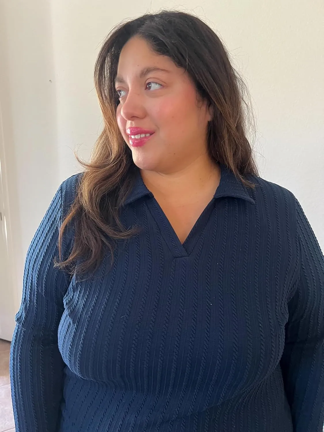 TIYOMI Plus Size Polo Shirts Knitted Long Sleeve Tops for Women XL-5XL