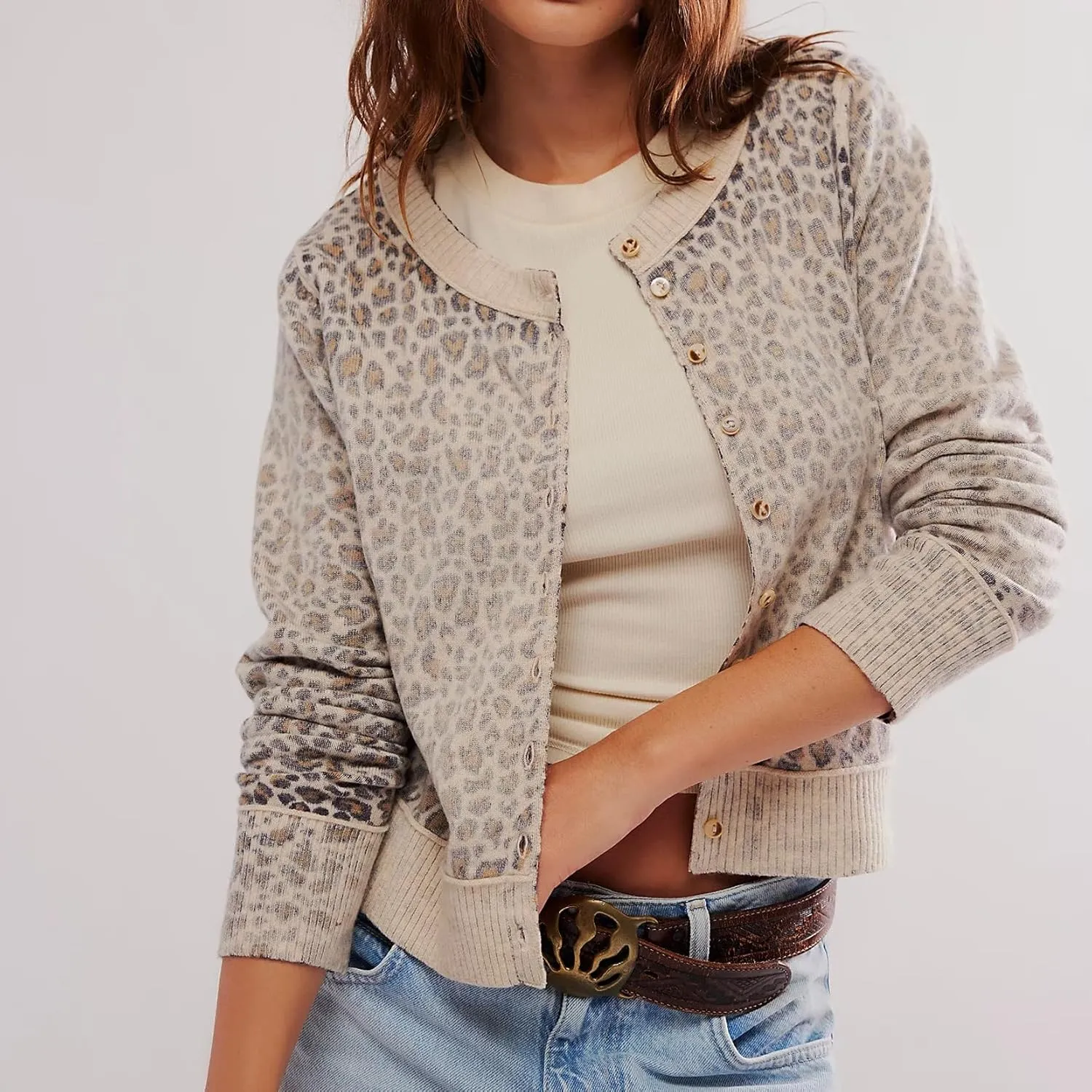 Women Button Down Crop Cardigan Y2k Long Sleeve Sweater Knitted Shirt Lightweight Outwear
