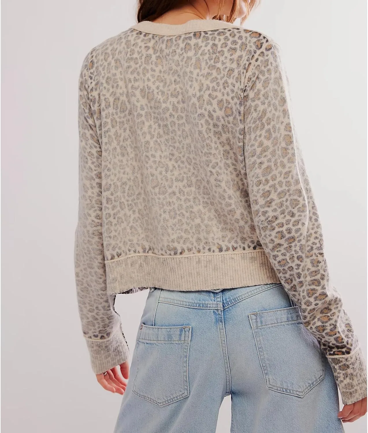 Women Button Down Crop Cardigan Y2k Long Sleeve Sweater Knitted Shirt Lightweight Outwear