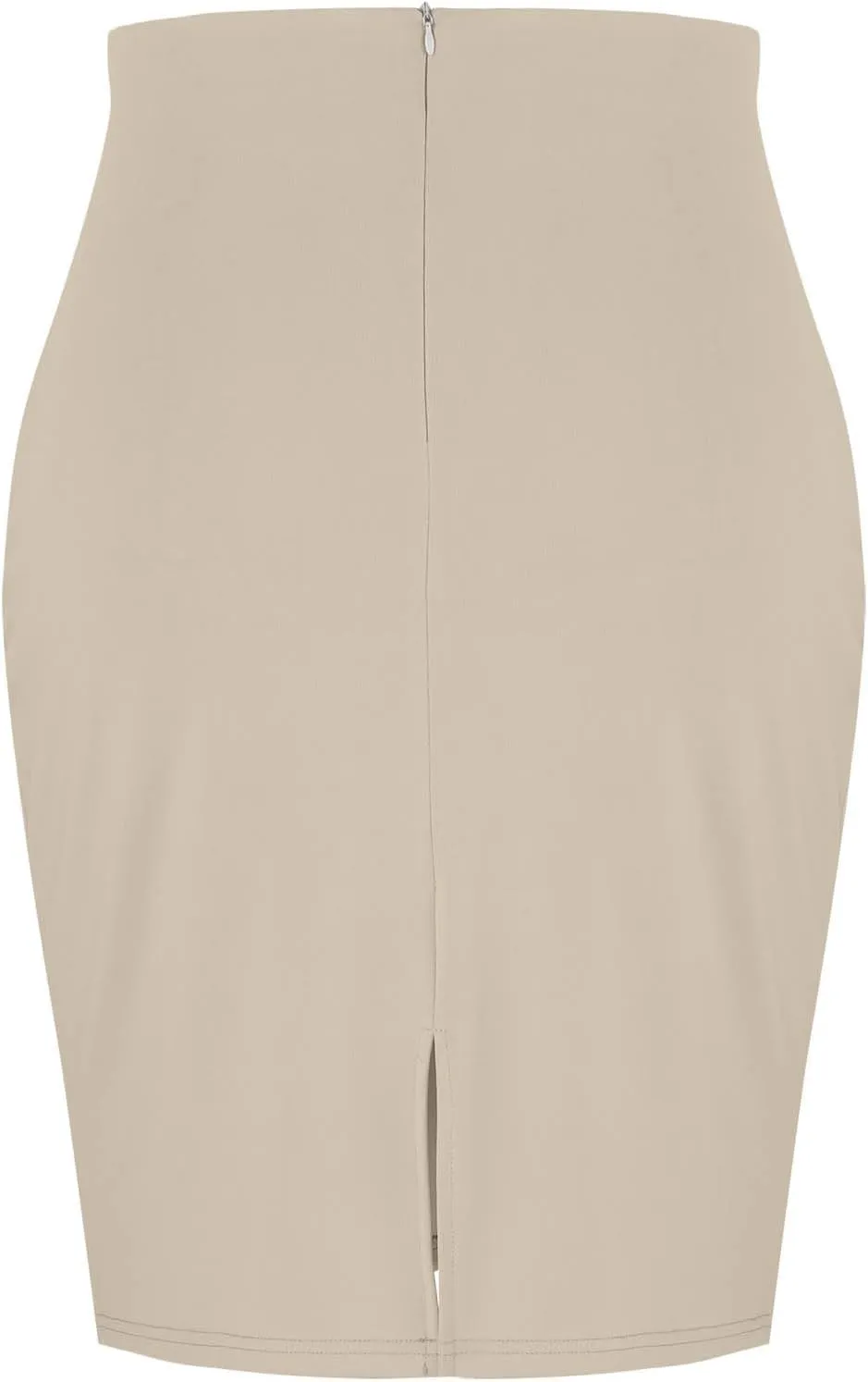 Women's High Waist Tummy Control Pencil Skirts Stretchy Bodycon Tight Short Midi Skirt Below Knee with Back Slit
