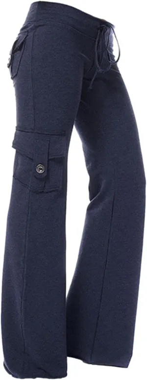 Womens Palazzo Yoga Pants Wide Leg Cargo Pants High Waist with Pockets Stretch Work Travel Casual Sweatpants Plus Size