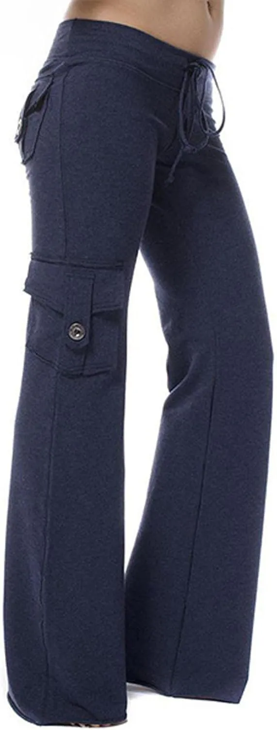 Womens Palazzo Yoga Pants Wide Leg Cargo Pants High Waist with Pockets Stretch Work Travel Casual Sweatpants Plus Size