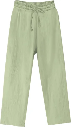Women's Summer Cotton Linen Pants Drawstring Waist Straight Leg Loose Trousers Lightweight Comfy Boho Beach Pant
